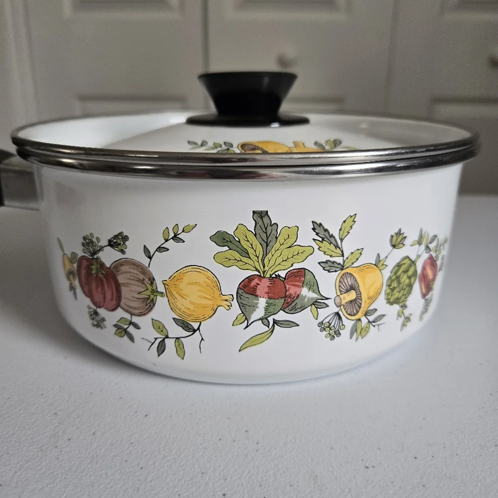 Vintage Gemini International Spice Of Life Mushroom Enamel Pot